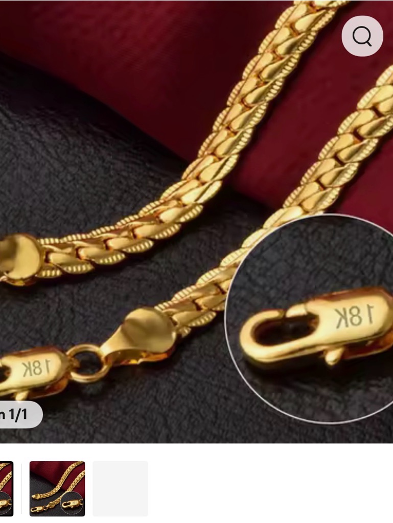 18k Gold In 925 Silver Figaro Bracelet  Shiny Yellow Gold